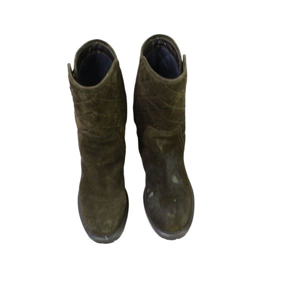 Aquatalia Olive Green Suede Quilted WP Mid Calf Pull on Boots US 6 - Picture 4 of 10